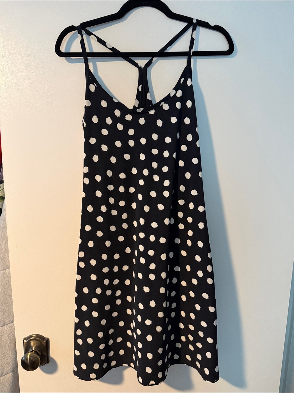 Outdoor Voices Black and White Polka Dot Slip Dress